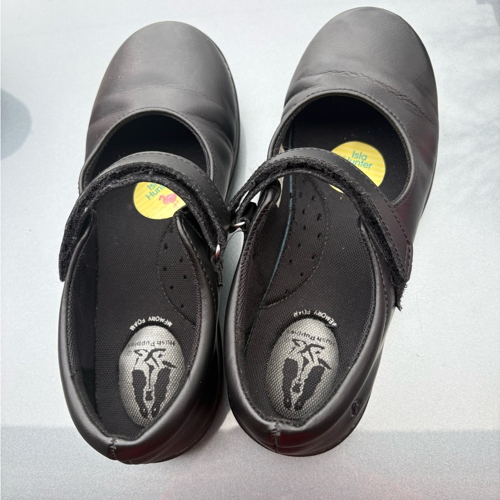 Girls Black Hushpuppy Uniform Shoes